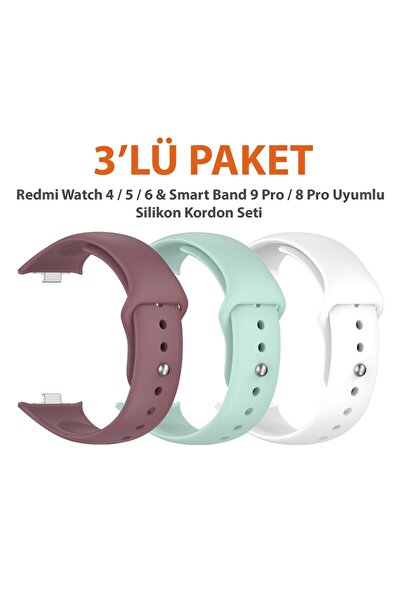 Dexmon Redmi Watch 4 / 5 / 6 & Smart Band 9 Pro / 8 Pro Uyumlu Üçlü Paket Spo...