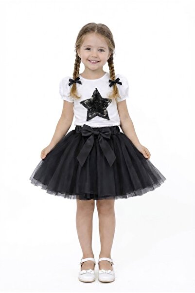 NOBLE STORE طقم مكون من قطعتين للفتيات: تي شيرت وتنورة توتو بتصميم نجمة 23 أب...