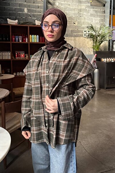 mavi limon Fularlı Ekose Gömlek