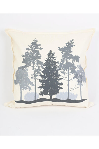 NESS HOME غطاء وسادة من جلد الغزال الأبيض المزخرف بسحاب مقاس 48x48 سم
