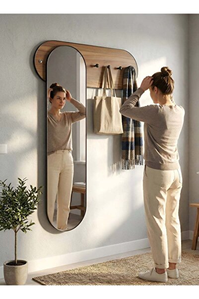 M SMART Elegant Design Mirror 130x50x7.5Cm with Wooden Frame and Hangers For ...
