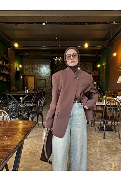 mavi limon Asimetrik Blazer Ceket