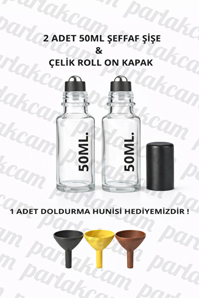 parlakcam 2Pcs Glass Roll on Bottle 50ml Amber Clear Blue Green Glass Bottle ...