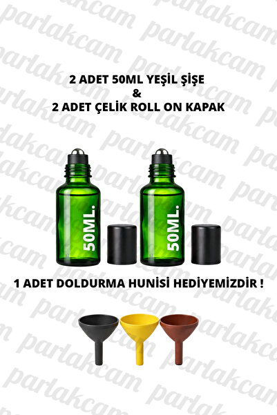 parlakcam 2Pcs Glass Roll on Bottle 50ml Amber Clear Blue Green Glass Bottle ...