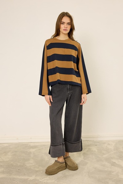 mavi limon Paçası Katlı Pantolon Antrasit