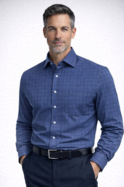 BURSPA Relaxed Fit Classic Cotton Men's Dad Shirt