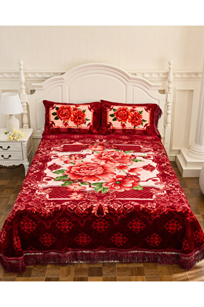 genric Premium Opulent Floral Velvet Bedding Set of 3 Bedspread 2pcs Pillow c...