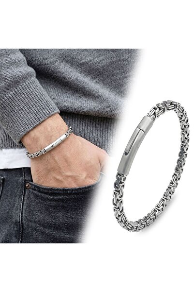 FM Single 4mm King Model Steel Chain Men's Bracelet – Steel Lock 31835B2D5