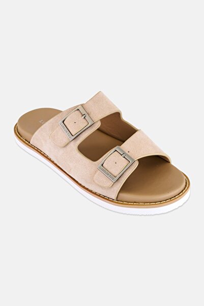 London Fog Men Suede Slip On Arabic Sandals, Beige