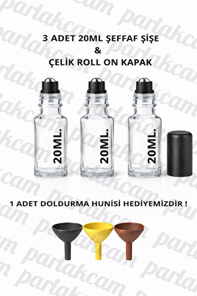 parlakcam 3Pcs Glass Roll on Bottle 20ml Amber Clear Blue Green Glass Bottle ...