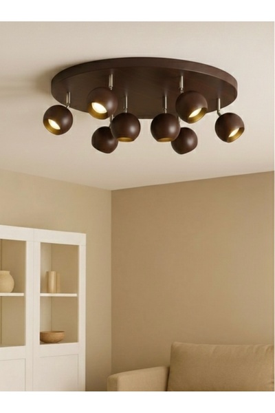 demet habek mylights GU10 Sekizli 8 li Kahverengi Metal Spot Avize Hareketli ...