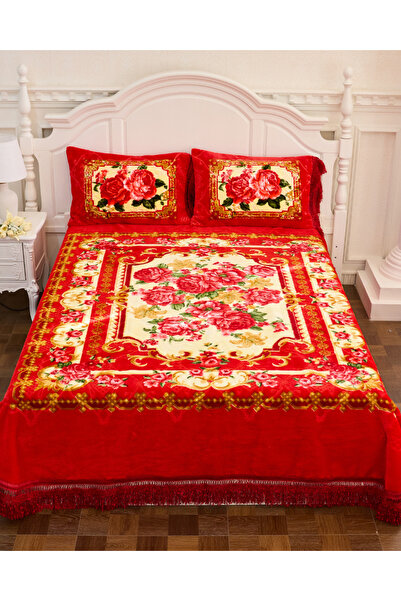 genric Premium Opulent Floral Velvet Bedding Set of 3 Bedspread 2pcs Pillow c...