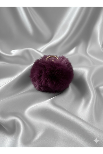 BURUCRAFT PonPon Peluş Anahtarlık (1 ADET) Tavşan Tüylü Anahtarlık Çanta Akse...