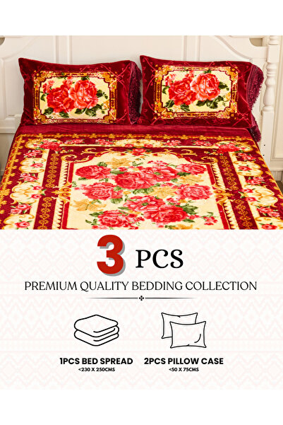 genric Premium Opulent Floral Velvet Bedding Set of 3 Bedspread 2pcs Pillow case All Season Bedding Set