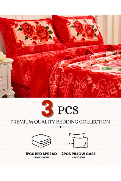 genric Premium Opulent Floral Velvet Bedding Set of 3 Bedspread 2pcs Pillow case All Season Bedding Set