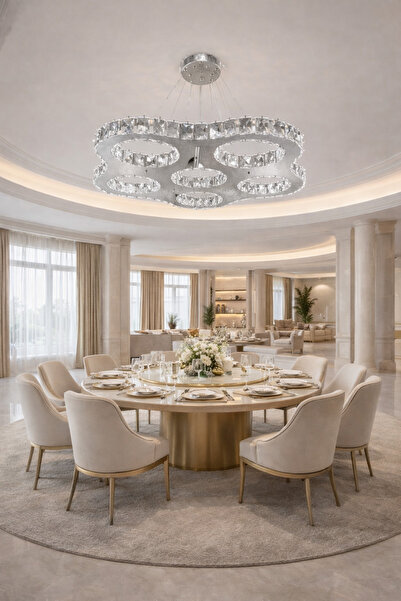 TREND 60LIK ORBİT PAPATYA GÜMÜŞ KRİSTAL AVİZE