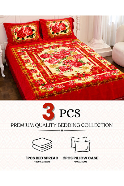 genric Premium Opulent Floral Velvet Bedding Set of 3 Bedspread 2pcs Pillow case All Season Bedding Set