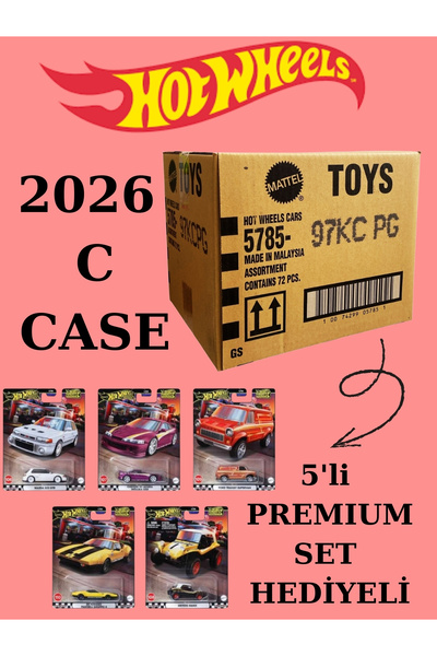 HOT WHEELS 2026 C Case 72'li Açılmamış Tek Bant Kapalı Koli Set-1 (5'li Premi...
