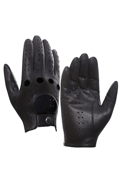 Harssidanzar Leather Gloves, Deer Wool, Black, XL