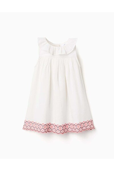 Ziddy Ss Dress Embroidery, Light Beige, 24/36M