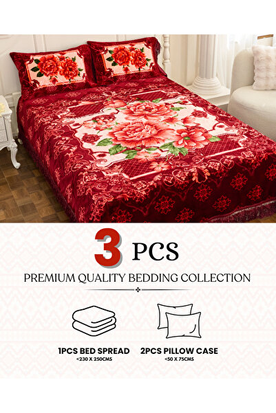 genric Premium Opulent Floral Velvet Bedding Set of 3 Bedspread 2pcs Pillow case All Season Bedding Set