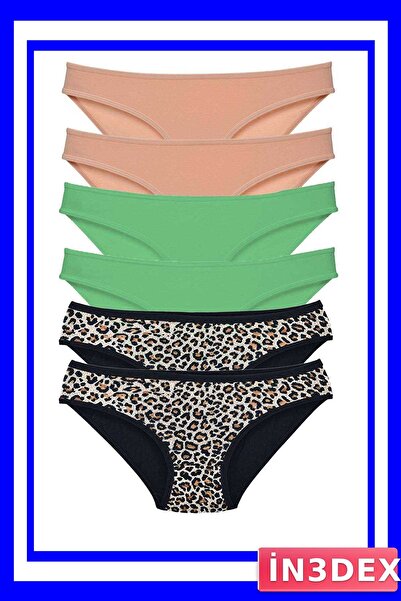 İN3DEX Lycra Slip Panties 6 Pack Leopard Patterned