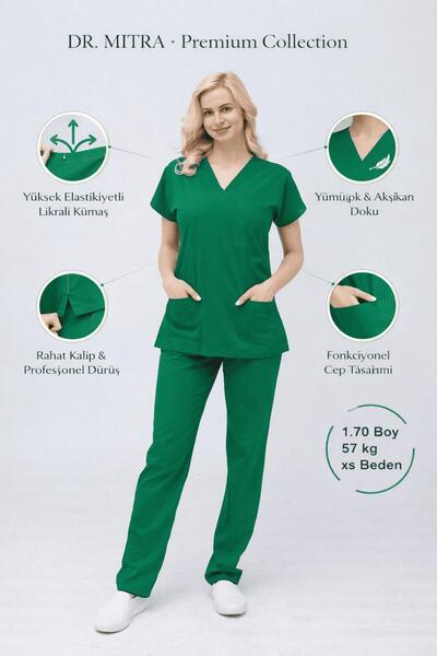 Dr. Mitra Operating Room Green Lycra Nurse Doctor Uniform Unisex Surgical Sui...