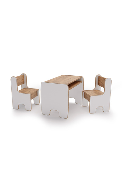 Other Children's Timi table and two chairs MDF color white / oak craft gold