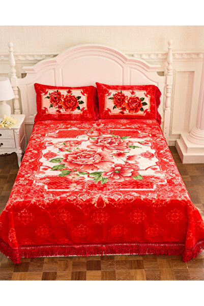 genric Premium Opulent Floral Velvet Bedding Set of 3 Bedspread 2pcs Pillow c...