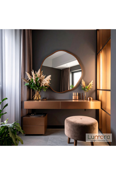 lumora mirror design Kael Modern Bronz Boyalı MDF Çerçeveli Dekoratif Ayna