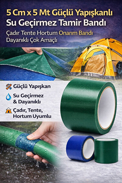 Hane Dostu 5 Metre Güçlü Yapışkanlı Su Geçirmez Tamir Bandı Çadır Tente Hortu...