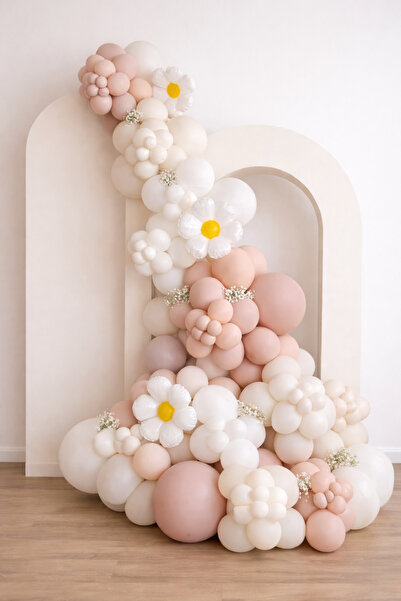 Balonsan مجموعة بالونات 115 قطعة (وردي-أبيض-رمل البحر)