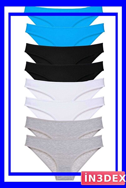 İN3DEX Lycra Women's Slip Panties Set 8 Pieces Multiple Color Options