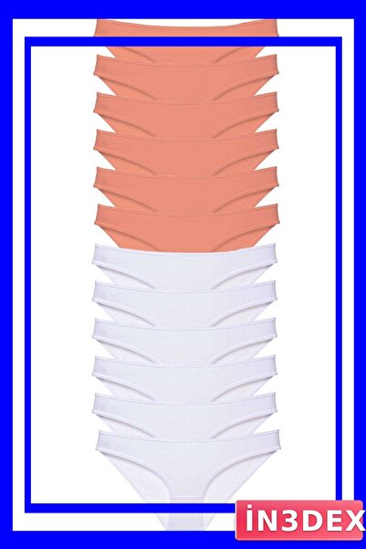 İN3DEX 12-Piece Lycra Women's Slip Panties Set White Color