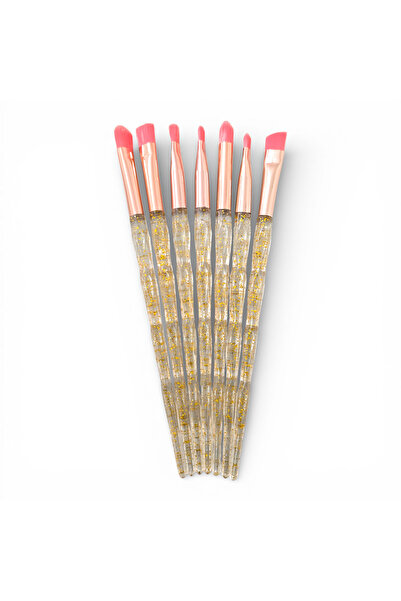 Sudedi Home Gold Glitter Transparent Handle Rose Gold Detailed 7 Piece Makeup...