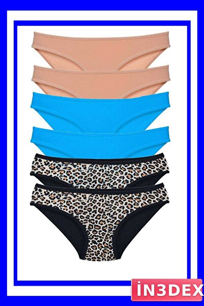 İN3DEX Lycra Slip Panties 6 Pack Leopard Patterned
