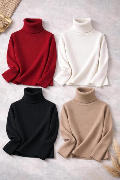 LUPERCUS Women's 4-Piece High-Neck Sweater with Long Collar
