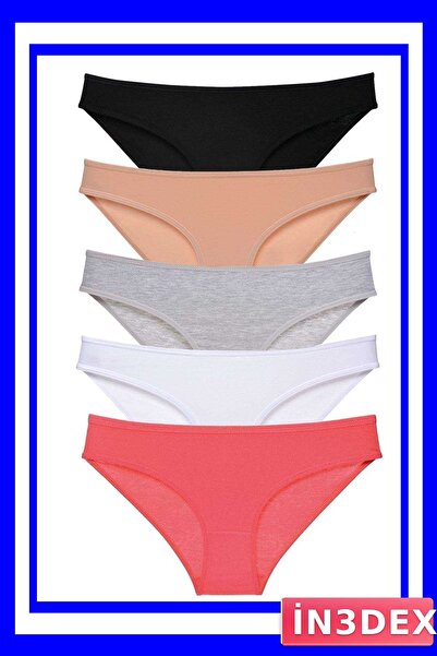 İN3DEX 5-Piece Lycra Women's Slip Panties Set with Multiple Color Options