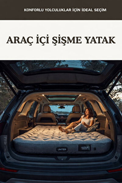 POLYBOTUM Piranha 11302 Araç İçi Şişme Yatak SUV Uyumlu Oto Kamp Yatağı Seyah...