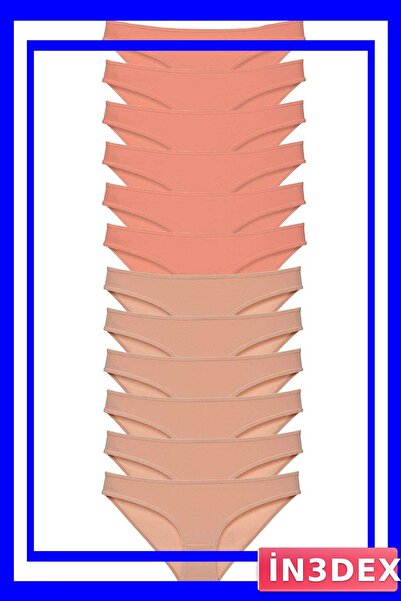 İN3DEX Lycra Women's Slip Panties Set of 12 Powder Skin Color