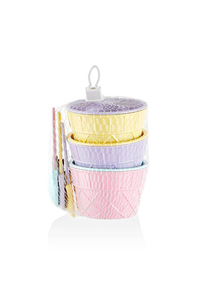 Mons Ice Cream Presentation Set Bpa-Free 3 Bowls 3 Spoons Presentation Set Ic...