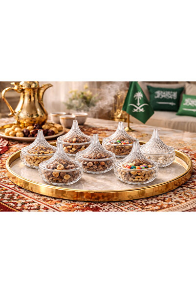 Dania ✨ Set of 6 luxury glass jars with conical lids – 8x8 cm | Elegant cryst...