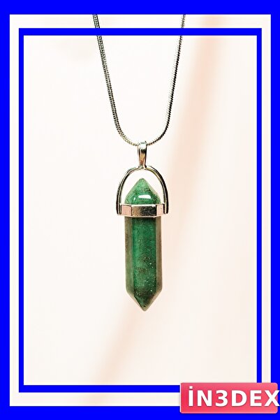 İN3DEX Natural Aventurine Stone Necklace Handmade Design with 20 cm Chain