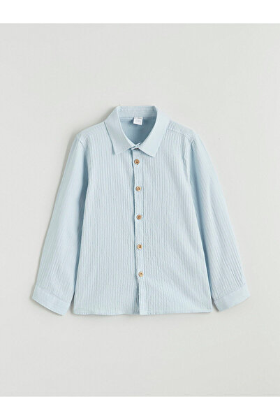 LC Waikiki Blue Textured Boy's Shirt
