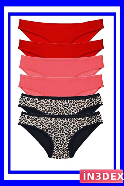 İN3DEX 6-Piece Women's Slip Panties Set Leopard Patterned