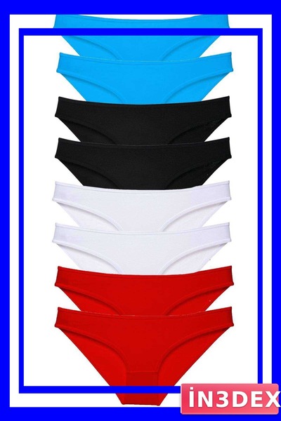 İN3DEX Lycra Women's Slip Panties Set 8 Pieces Multiple Color Options