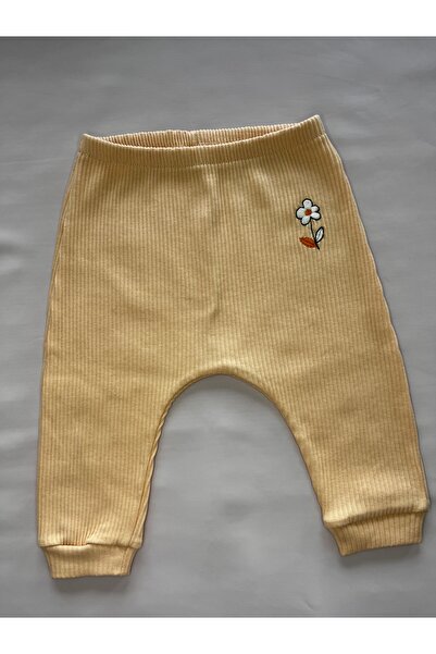 MOJOMIX 3-6 Ay Sarı Nakışlı Tekli Bebek Pijama Altı