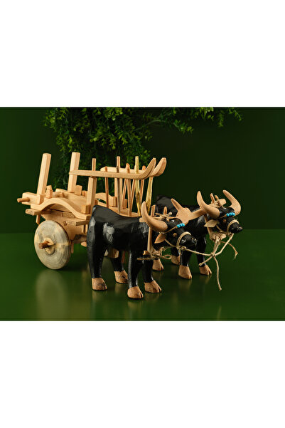 Hedisam El Yapımı Ahşap Dekoratif Öküz Arabası Takımı