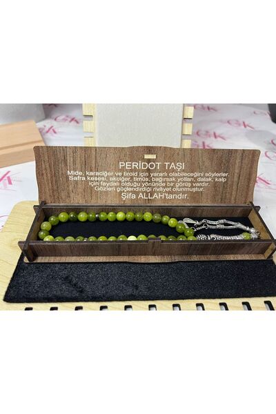 GÜLNAR BİJUTERİ Peridot Stone Prayer Beads - Natural Stone - in Special Woode...