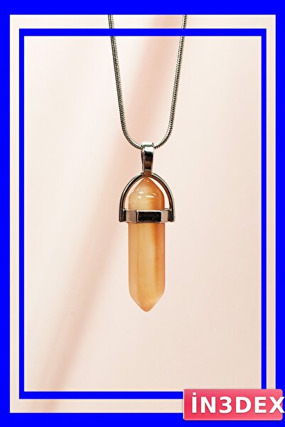 İN3DEX Natural Stone Necklace Handmade 3.5 cm Pendant 20 cm Chain